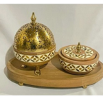 WOODEN TRAY WITH INCENSE BURNER & BOX-31X19X21