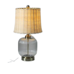 GLASS TABLE LAMP W/BAMBOO SADE -26X26X53CM
