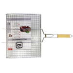 S/STEEL BARBEQUE GRILL NET W/HANDLE-35X45CM