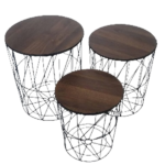 METAL & WOOD TOP COFFEE TABLE -35X35X39