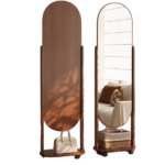 MIRROR WITH WOODEN FRAME & ROTATING BASE-40X170
