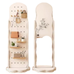 MIRROR WITH WOODEN FRAME & ROTATING BASE-40X170