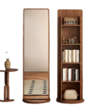 MIRROR WITH WOODEN FRAME & ROTATING BASE-40X170
