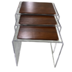 3PCS ACRYLIC NESTING TABLE W/WOOD PLATE-60X45X55/50X45X50