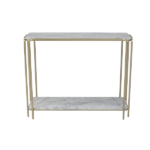 METAL CONSOLE TABLE W/GLASS-97X30.5X76CM
