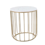 METAL+MARBLE ROUND TABLE W/BLACK STAND-45X45X55CM