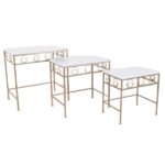 METAL+MARBLE TABLE W/CREAM WHITE STAND-58X40X58CM
