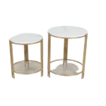 METAL+MARBLE TABLE W/CREAM WHITE STAND-40X40X46CM