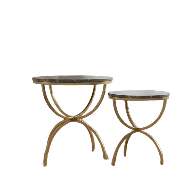 METAL+MARBLE TABLE W/GOLD STAND-50X50X53CM