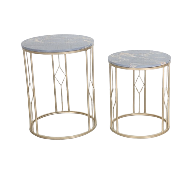 METAL+MARBLE TABLE W/GOLD STAND-45X45X58CM