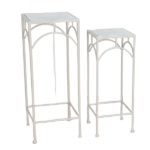 METAL+MARBLE TABLE W/WHITE STAND-23X23X60CM