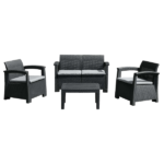 INJECTION PLASTIC SOFA -DARK GRAY+GRAY CUSHION