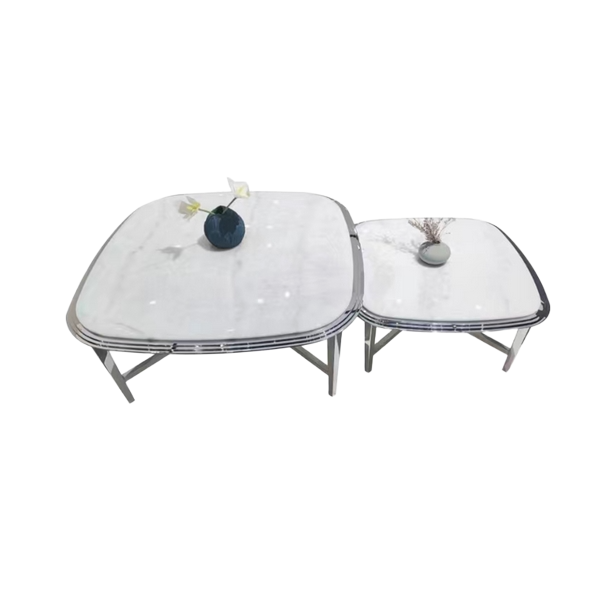 ⁦2 PCS COFFEE TABLE SET-92X92X40CM-7X67X32CM⁩ - الصورة ⁦1⁩