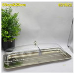 S/STEEL SERVING TRAY W/CLEAR COVER