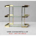 3-TIER GLASS CAKE STAND -GOLD-29X19X38CM
