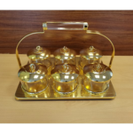 6 SEC SUGAR BOWL WITH TRAY & HANDLE-GOLD