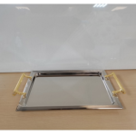 S/STEEL SERVING TRAY W/HANDLE-34*23CM