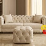 3 SEATER SINGLE SOFA W/STOOL-2.15X90X73/2.2X1.1X75