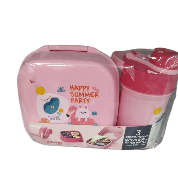 0869209020002 3-COMPARTMENT LUNCH BOX & WATER BOTTLE SET - Image 1