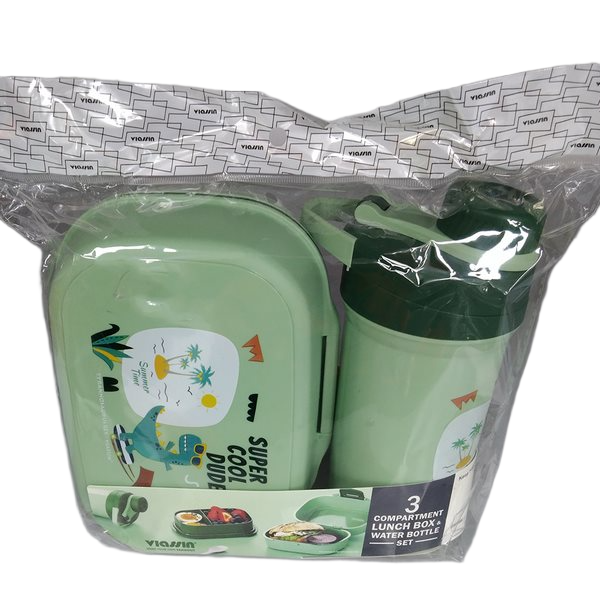 0869209020004 3-COMPARTMENT LUNCH BOX & WATER BOTTLE SET - Image 1