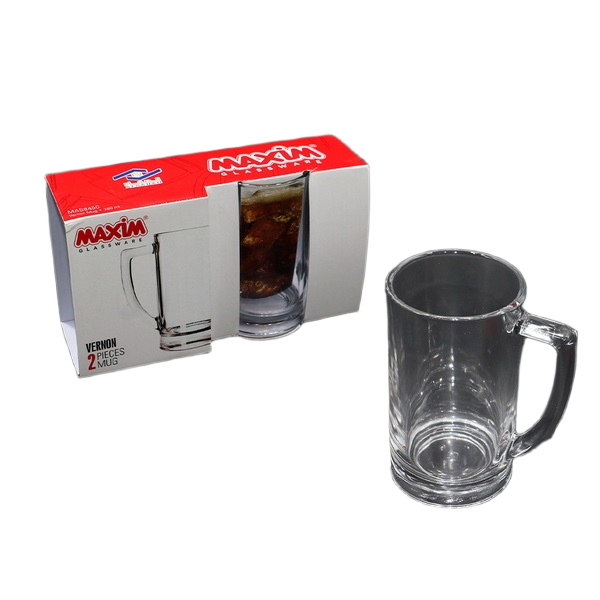 0869223050106 2PCS VERNON GLASS MUG SET-380ML - Image 1