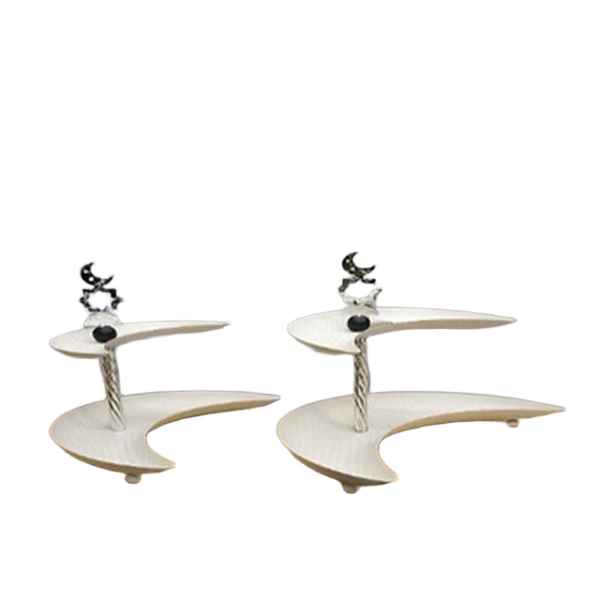 2 Layer Iron Fruit Plate Moon Shape - 30 x 19 x 26 - Size 30 x 19 x 26 cm