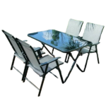 1+6 DINING TABLE W/CHAIR SET W/UMBRELLA-130X80X72/48X46X98