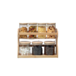 7 PCS GLASS JARS SET WITH BAMBOO RACK