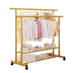 CLOTH RACK  DOUBLE POLE DOUBLE LAYER WITH WHEEL-150*42*152CM