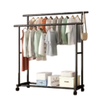 CLOTH RACK  DOUBLE POLE SINGLE LAYER WITH WHEEL-150*40*152CM