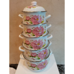 5 PCS DECORATED POT SET W/COVER