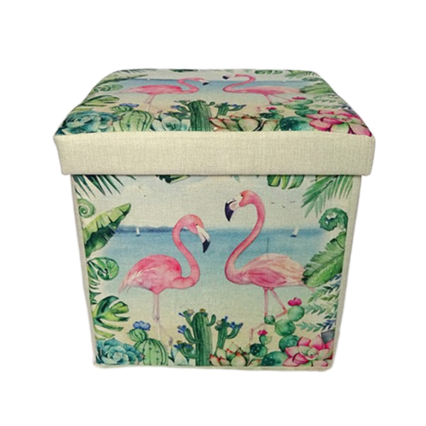 1327230310002 LEATHER STORAGE STOOL -36X36X37 - Image 1
