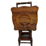 WOODEN 4-PC NESTING TABLE SET W/STAND