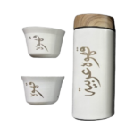 3 pcs Set Vacuum Flask + Cawa Cup - White