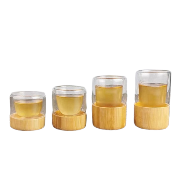 Glass Cup with Wooden Base - 100 ml