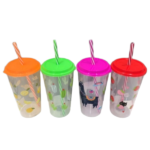 Plastic Cup + Cover with Straw