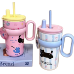 BOUTIQUE HANDLE THERMAL CUP W/STRAW-540ML-MIX