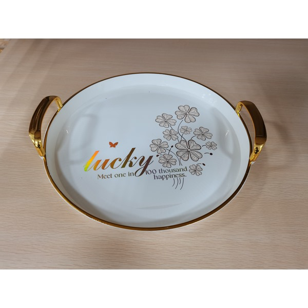 1704228027100 SMOOTH HANDLE WHITE ROUND PLASTIC TRAY-37.5X35.5X3.5 - Image 1