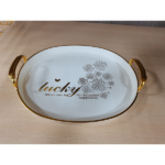 SMOOTH HANDLE WHITE EGG SHAPED PLASTIC TRAY-42.5X33.5X3.2