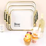 GOLD STAMPED RECT. PLASTIC TRAY W/HANDLE-42.5X27X3