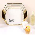 GOLD FOIL OVAL PLASTIC TRAY W/HANDLE-38X26X3