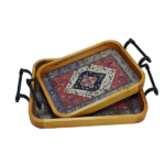WOODEN GLASS SERVING TRAY W HANDLE