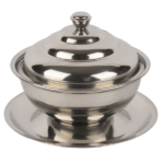 S/STEEL DATE BOWL W/COVER & BASE-18CM