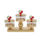 3 PCS GLASS SUGAR JAR W/STAND-29X9X18CM