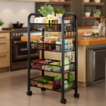 4-LAYER STORAGE TROLLEY RACK BLACK-44X26X83.5