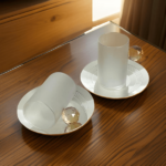 12PCS GLASS TEA CUP SET-SILVER-150CC