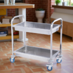 S/STEEL 2 TIERS COLLECTION TROLLEY-850X450X890MM