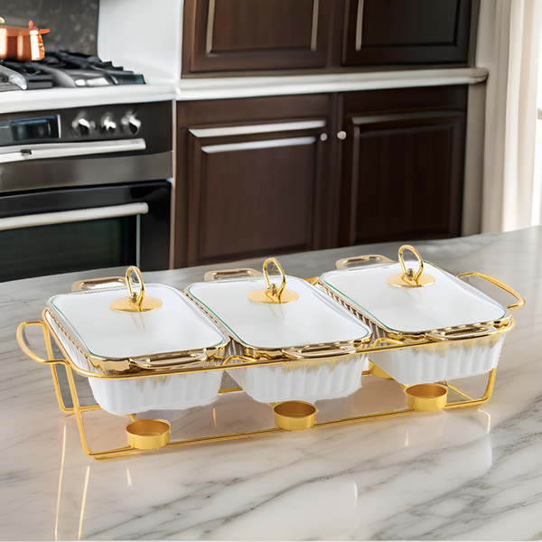 2732228160004 3PCX1LTR CERAMIC CASSEROLE DISH WITH STAND-10 - Image 1