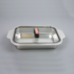 S/STEEL SERVING TRAY W/COVER-39X24X6CM