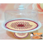 CERAMIC CAKE TRAY  W/ACRYLIC COVER-34*14CM